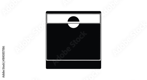 A simple black and white illustration of a retro television set a distinct silhouette