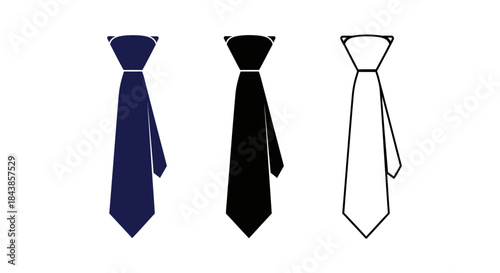 Minimalist illustration of set of tie silhouettes, Symbolizing professionalism and confidence, flat vector design illustration.