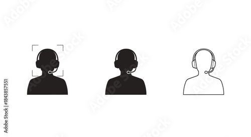 Minimalist illustration set of group video call silhouettes, Symbolizing corporate discussion, flat vector design illustration.