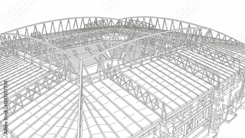 Architectural design concept sketch of a wire mesh structure for a modern building facade