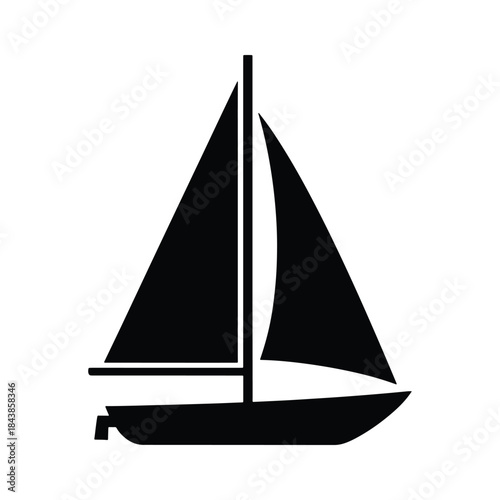 Sailboat single sail silhouette vector illustration