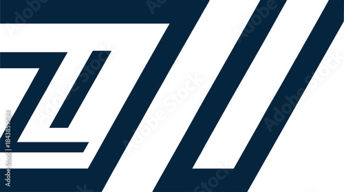 Bold angular ZZ letter logo design in dark blue for modern branding, abstract typography, and geometric identity visuals