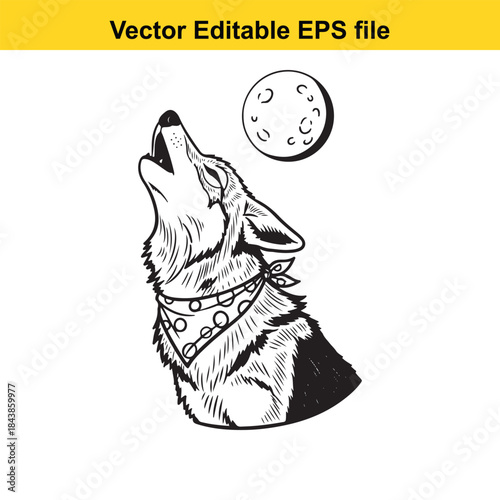  Wolf howling at moon