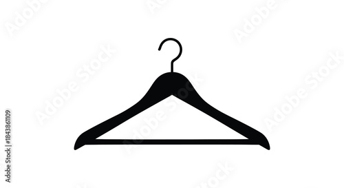 A simple black hanger design against a white background a common household object silhouette