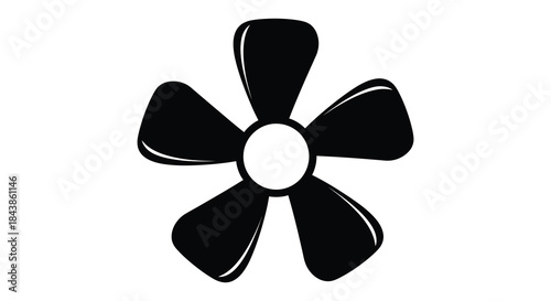 A striking black floral design with five petals and a central void a bold silhouette