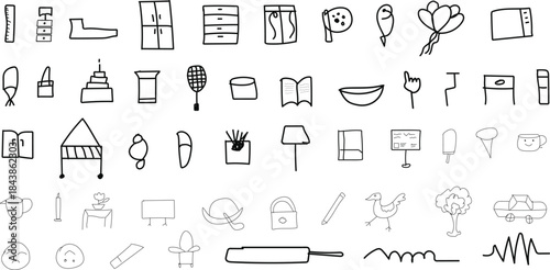 Vector set of medical icons and hand-drawn tools illustration, perfect as a design collection or symbol drawing for web, business, or school bag