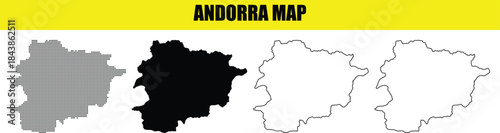 Andorra Map Outline Silhouette for Geography Lesson