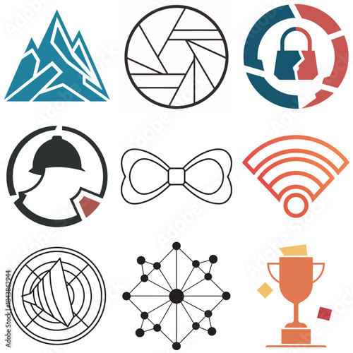 Centered Abstract Icon: Deconstructed Form Symbolizing Innovation and Modern Concepts