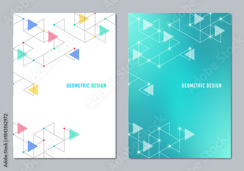 Abstract covers and brochures with geometric backgrounds of polygon shape patterns