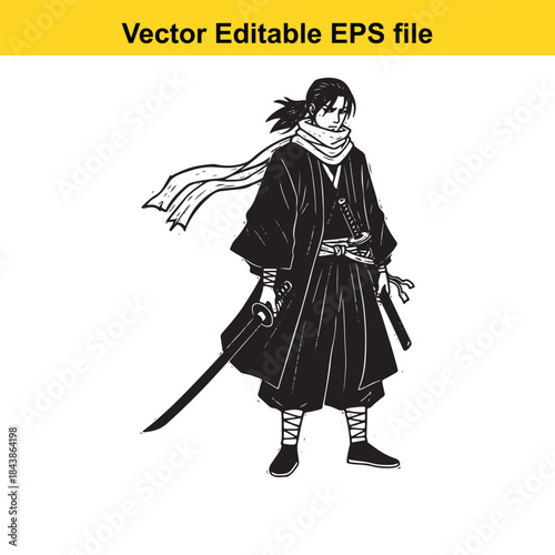  Samurai standing with sword