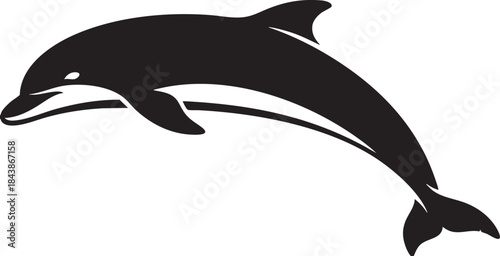 Leaping Dolphin Vector Silhouette - Playful Marine Animal Icon
