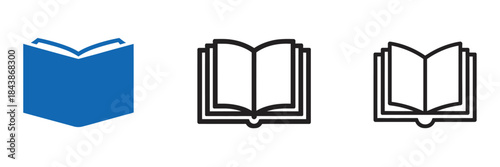 Open book icons vector set for education,