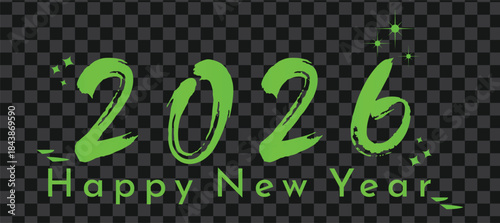 2026 happy new year neon green glowing text