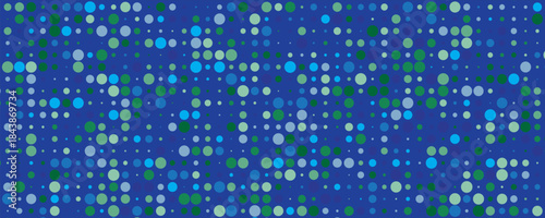 blue disco party seamless pattern. Circle sequin mosaic texture background. Abstract shining colorful halftone wallpaper. Pop up comic glitter sparkles backdrop. Retro vector design template. eps 10