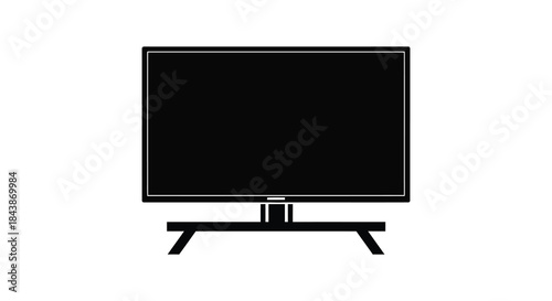 A minimalist depiction of a modern flat screen television on a stand silhouette