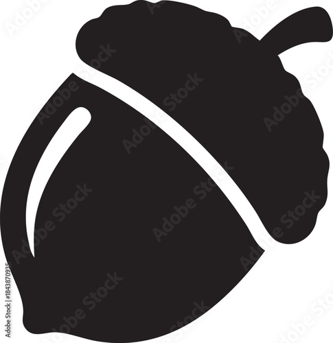 Black Acorn Silhouette Vector Icon Design for Autumn, Nature, and Logo Elements