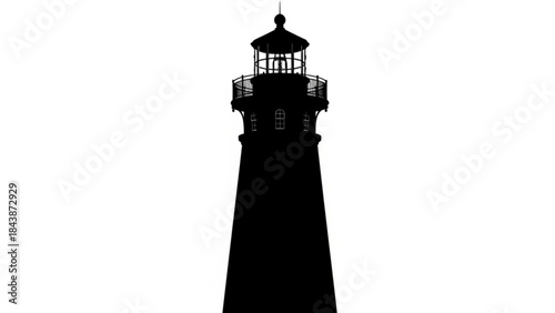 Black silhouette of a lighthouse on a with a classic design