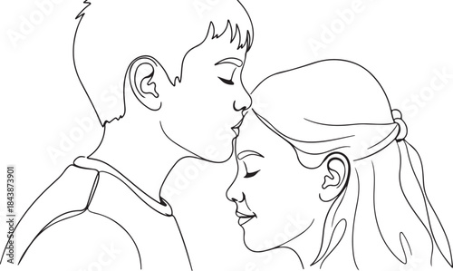 Valentine's Day Special: Minimalist Romantic Couple Line Art Vector Illustration. 14 February Concept for T-shirt and Greeting Cards.