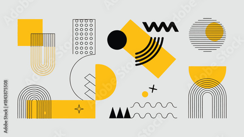 Abstract Geometric Vector Shapes Set: Bauhaus and Swiss Style Elements