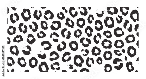 Seamless leopard print pattern background with abstract black spots and white texture