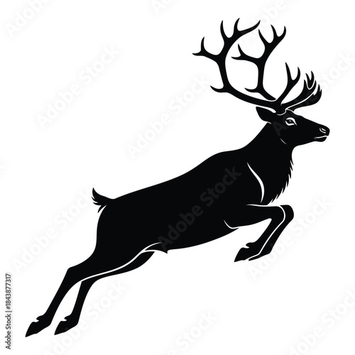 Majestic deer silhouette with large antlers