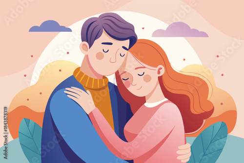 a loving couple sharing a gentle hug