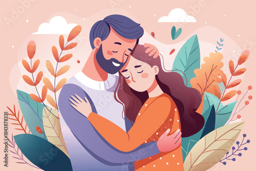 a loving couple sharing a gentle hug