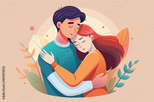 a loving couple sharing a gentle hug