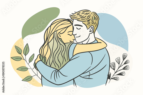 a loving couple sharing a gentle hug