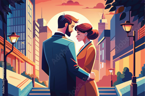 a romantic couple standing close together