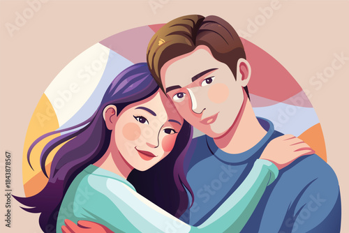 a sweet couple embracing minimalist design