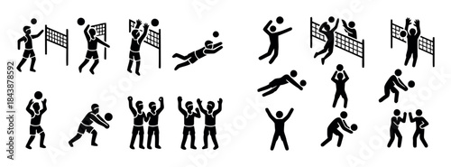 Collection of volleyball sport icons vector illustration in modern style design for website mobile application and printing materials