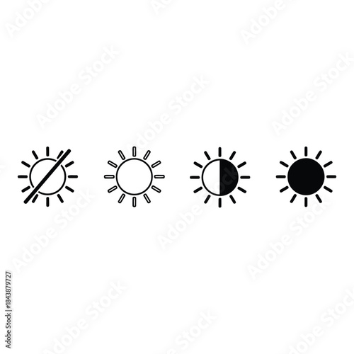 Different phases of sun and moon in simple line art