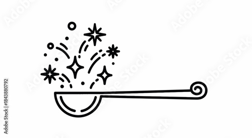 Magic spoon creating sparkling cosmic energy.