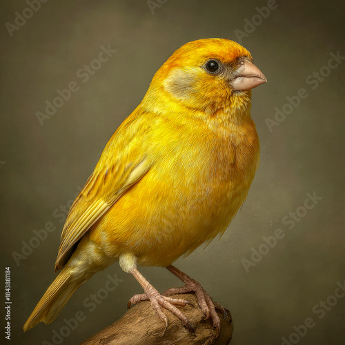 Yellow canary portrait close up