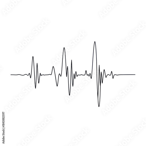 Abstract sound wave graph on a white background