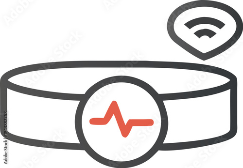 Wearable fitness tracker with wireless connectivity and heart rate monitoring icon