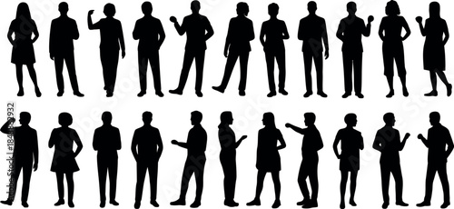 Collection of Business People Silhouettes on transparent background