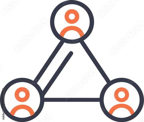 Teamwork and Collaboration Concept with Three Connected People Icons