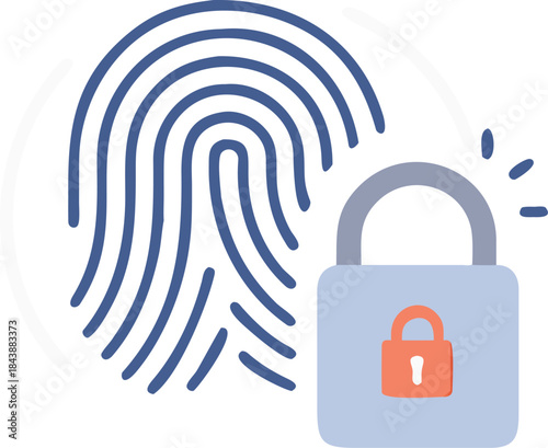 Biometric Security Concept with Fingerprint and Lock Icon