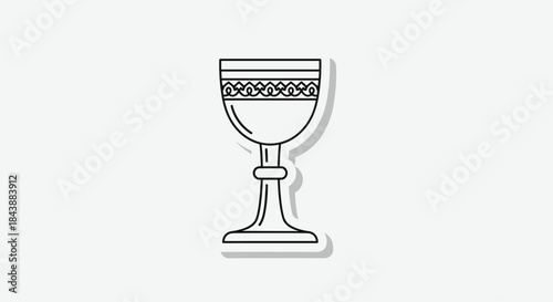 A simple black outline sticker icon of a medieval or religious goblet or chalice, with a decorative band around the cup.