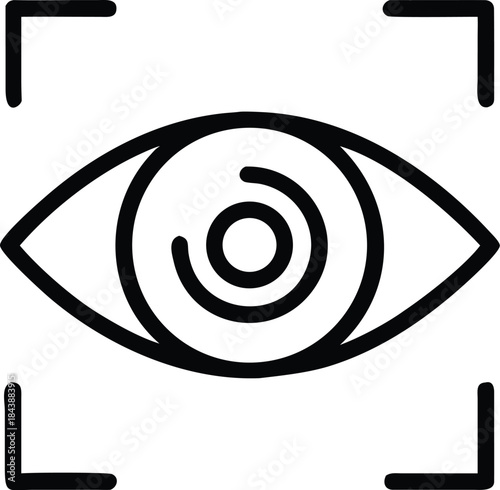 Eye scan icon for biometric identification and security purposes