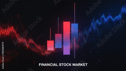 Abstract financial stock market representation with candlestick charts