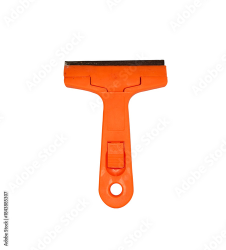 Foto Metal scraper for cleaning paint from surface isolated on white background