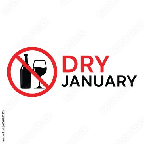 Dry january campaign logo prohibiting alcohol consumption