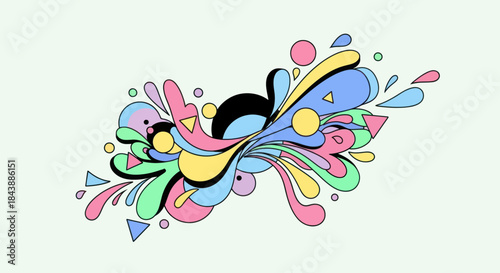 Abstract colorful shapes explosion on a light background