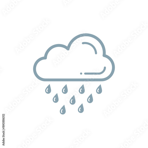 Stylized icon of a cloud with falling raindrops