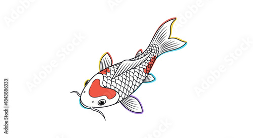 Colorful illustration of a Japanese koi fish on a white background.