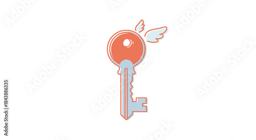 A stylized key with wings, symbolizing freedom and opportunity.