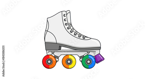 Retro roller skate with rainbow wheels